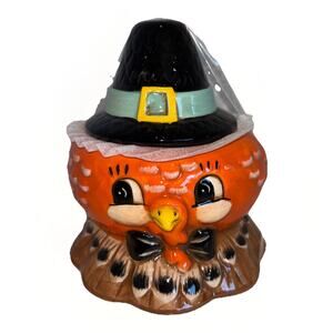 Johanna Parker Turkey Pilgrim Hat Snack Candy Treat Sugar Canister Jar Lid